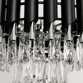 Luster Cristal, 1x krištáľové/chrómové/čierne kovové tienidlo, (fi 38cm), ch
