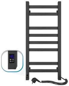 Kúpeľňový rebríkový radiátor s termostatom AVANGARD 251W/230V 80,6cm IP44 čierny pravý