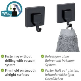 Čierne samodržiace plastové háčiky v súprave 2 ks Quadro – Wenko