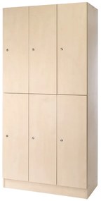 Drevená šatníková skrinka Visio - 6 boxov, 90 x 45 x 185 cm, cylindrický zámok, javor