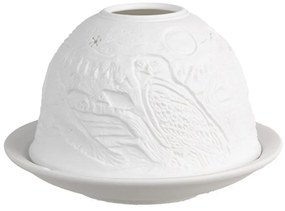 Biely porcelánový svietnik na čajovú sviečku so sovami Paollo - Ø 12*8 cm