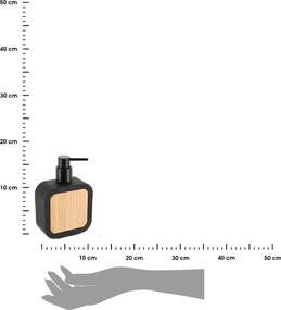 Dávkovač mydla Tempesti, čierna/s drevenými prvkami, 350 ml