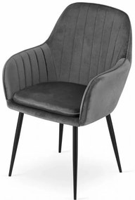 Stolička LUGO - tmavosivý zamat / čierne nohy