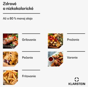 Klarstein AeroVital Deluxe teplovzdušná fritéza, 1700 W, 8 programov, vrátane príslušenstva, 200°C, Časovač