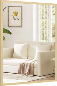 HOMCOM obdĺžnikové nástenné zrkadlo 60 × 80 cm — rám z prírodného dreva | Aosom