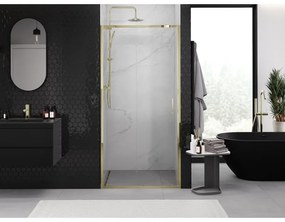 Mexen Exo, posuvné sprchové dvere 115 cm, číre sklo, zlatá, 8151-115-000-50-00