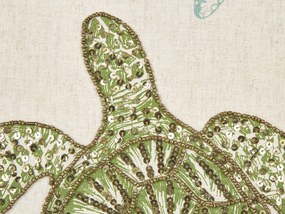 Ľanový vankúš so vzorom korytnačky 45 x 45 cm béžový ALGAE Beliani
