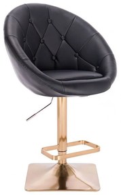LuxuryForm DESIGN Barová stolička VERA na zlatej hranatej podstave - čierna
