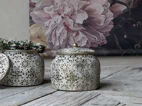 Kovová vintage dóza Vire s víkom - Ø15*13 cm
