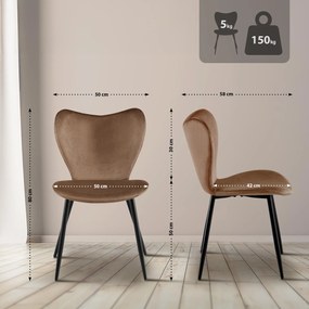 Jedálenská stolička Maika zamat - hnedá