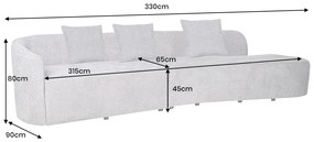 Dizajnová sedačka Pasquale 330 cm sivá