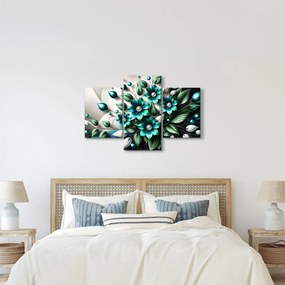 Obraz - 3D tyrkysové kvety (90x60 cm)