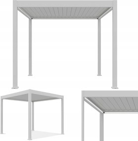 Záhradná pergola na terasu automatická Elegance 3x3 Led biela Gutroof