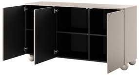 Komoda Sonatia II 150 cm trojdverová na guľatých nohách - kašmírová