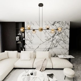 Luster na lanku ROSSI 8xE14/10W/230V čierna/béžová