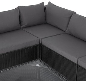 InternetovaZahrada - Záhradný ratanový set XXL - čierny/antracit podušky