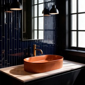 Rea Vanda, umývadlo na dosku 490x310x130 mm, oranžová matná, REA-U6377