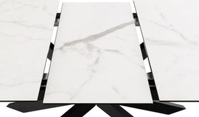 Jedálenský rozkladací stôl Irwine 168/210 cm biely mramor/čierny