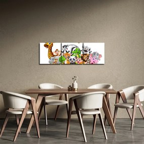 Obraz zvieratiek (s hodinami) (90x30 cm)