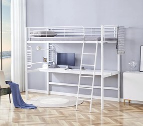 Poschodová posteľ DOLCE 90x200 s písacím stolom a organizérom biela