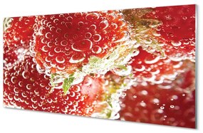 Obraz na skle mokré jahody 140x70 cm