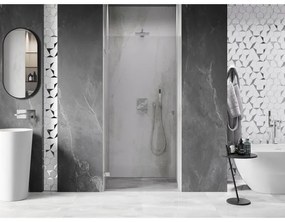 Mexen, Mexen Lunar-B ľavé otočné sprchové dvere 65 cm, transparentné, brúsený nikel - 832-065-000-97-00-L