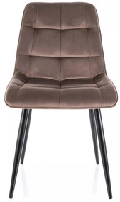 Sametová jídelní židle Tanis cappuccino/černá