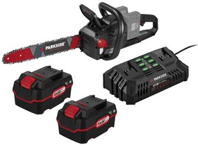 Parkside Performance®  Aku reťazová píla Ppksa 40-Li B2 + Akumulátor 20 V/4 Ah, 2 kusy + Dvojitá nabíjačka na akumulátor 20 V/4,5 A  (800010668)