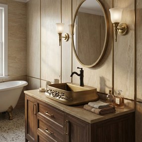 Rea Castel, umývadlo na dosku 530×380×140 mm, antický bronz, REA-U3508