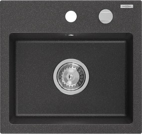 Mexen Milo - drez granitový 43,5x41,0cm, 1-komorový, čierna-škvrny, 6505441000-76