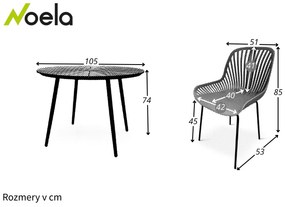 Noela Záhradný jedálenský set Wilder + 4x stolička GABY ružová