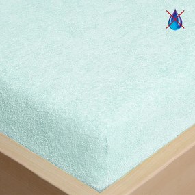 Nepriepustná plachta na posteľ FROTÉ svetlo modré 90 x 200 cm