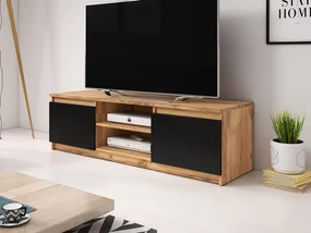 TV stolík Ziziko, Farby: dub wotan / dub wotan + čierny grafit, Osvetlenie: osvetlenie LED biele