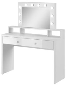 Toaletný stolík a zrkadlo Asola (biela lesk)