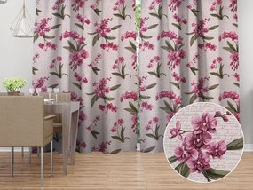 Biante Bavlnený záves Sandra SA-635 Ružovofialové orchidey na bielom 150x140 cm