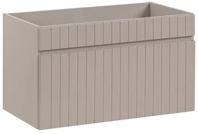 Koupelnová sestava Iconic s deskou, umyvadly, zrcadlem a skříňkami 160 cm kašmírová/dub coast evoke