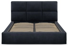 Tmavomodrá čalúnená dvojlôžková posteľ s úložným priestorom s roštom 140x200 cm Libera – Windsor &amp; Co Sofas