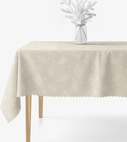 Goldea vianočný hranatý teflónový obrus - zimné vetvičky na latte 100 x 140 cm