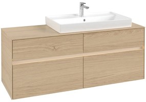 VILLEROY &amp; BOCH Collaro závesná skrinka pod umývadlo na dosku (umývadlo vpravo), 4 zásuvky, s LED osvetlením, 1400 x 500 x 548 mm, Nordic Oak, C090B0VJ