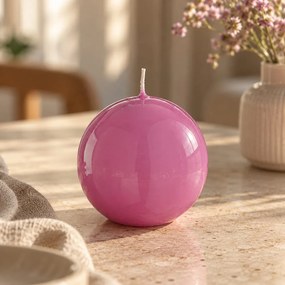 BUBBLES Sviečka guľatá lesklá 9 cm - ružová