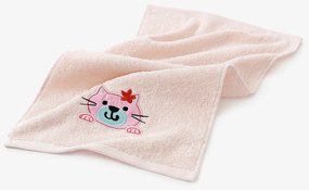 Goldea detský froté uterák - mačička na svetlo ružovej 30 x 50 cm