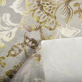 Biante Zamatový behúň na stôl Tamara TMR-055 Abstraktné zelené kvety na zelenosivom 35x140 cm