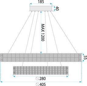 Toolight Toolight, LED krištáľové stropné svietidlo 40cm, 36W, 4000K, 3500 lm, MS006-CP, chrómová, OSW-09616