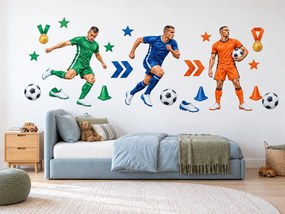 Traja futbalisti v akcii športové nálepky na stenu do študentskej izby hárok 46 x 23 cm