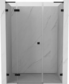 Mexen Lunar L, Otočné ľavé sprchové dvere 145 cm, číre sklo, čierny profil, 834SL-145-050-70-00-L