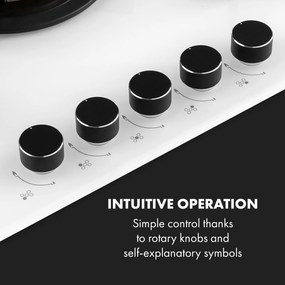 Klarstein Goldflame 5, plynová varná doska, 5 mosadzné horáky, sklokeramika