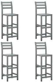 Barové stoličky 4 ks, sivé, akáciový masív