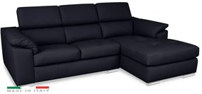 Kožená rohová sedacia súprava LOREN II, pravá, tm. modrá (madras - 106 dark blue)