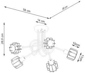 Sollux SL.1119 - Luster na tyči BELUCI 5xE14/40W/230V čierna