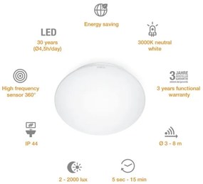 STEINEL 035105 - LED Kúpeľňové svietidlo so senzorom RS 16 LED/9,5W/230V IP44